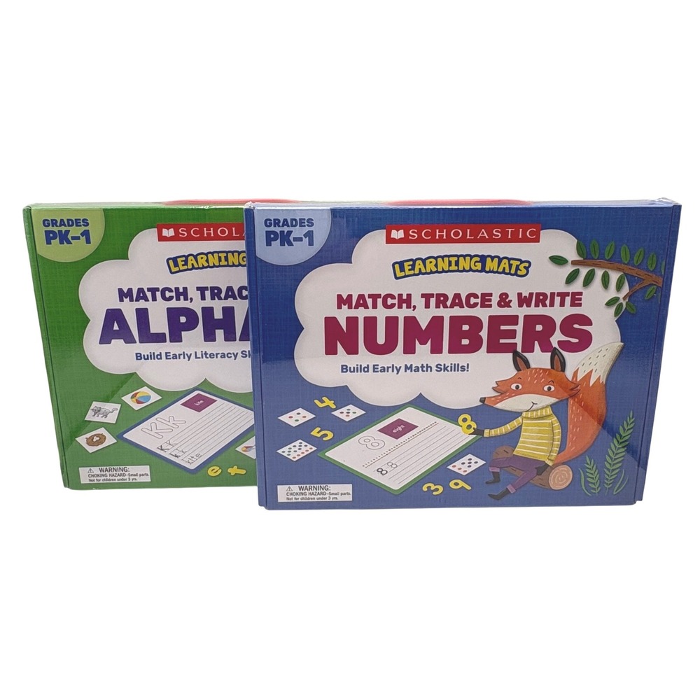 Scholastic Learning Mats Match Trace Write Alphabet & Numbers 2-Box Bundle New